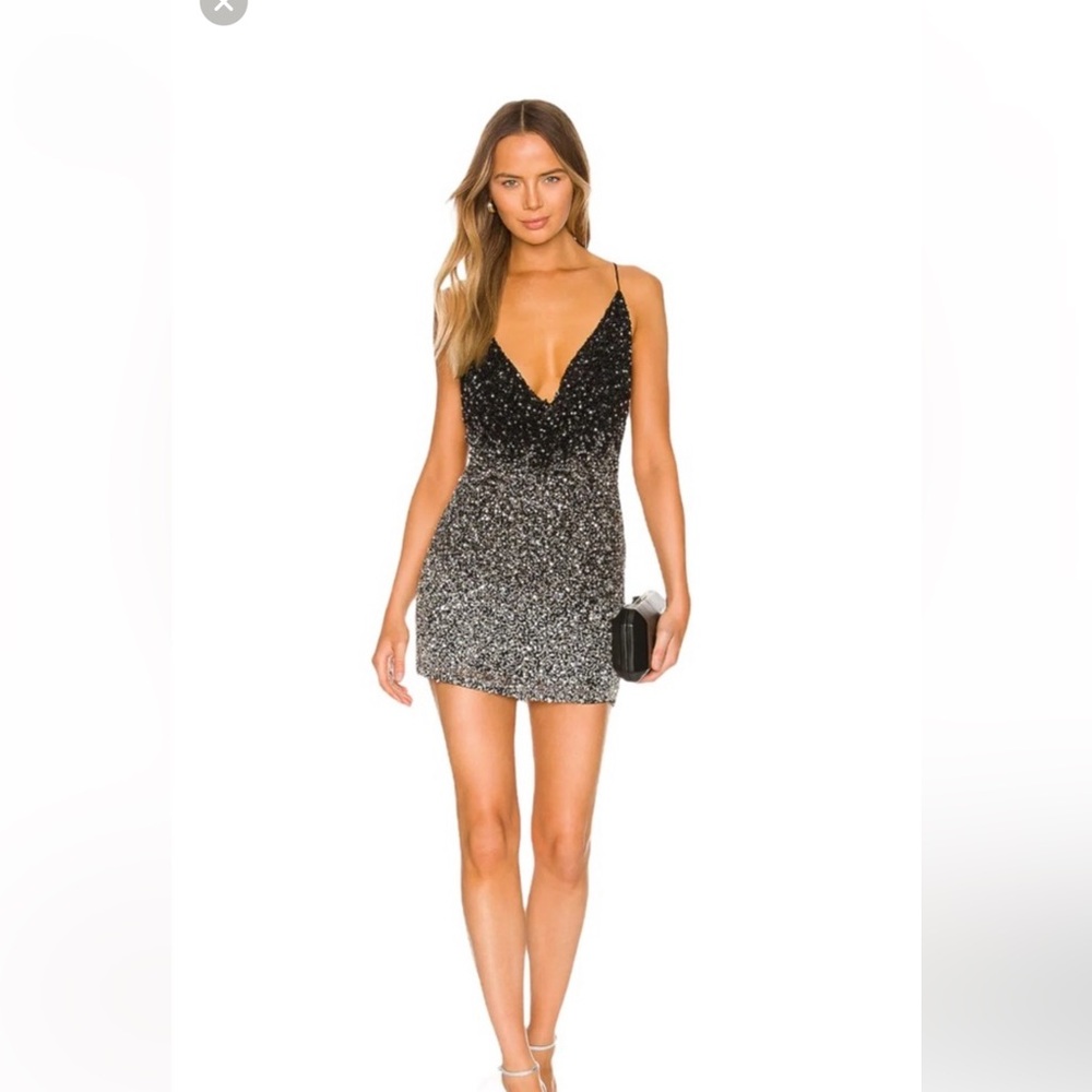 Retrofete Black and Silver Sequin Dress